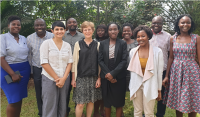 Dr. Nancy Green (fifth from left) with members of her sickle cell research team in Uganda